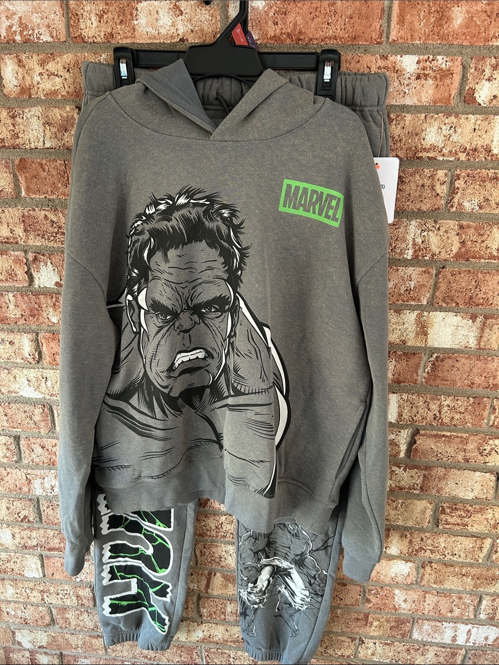 Marvel Boys' XXL Gray Hulk Graphic Hoodie and Sweat pants set